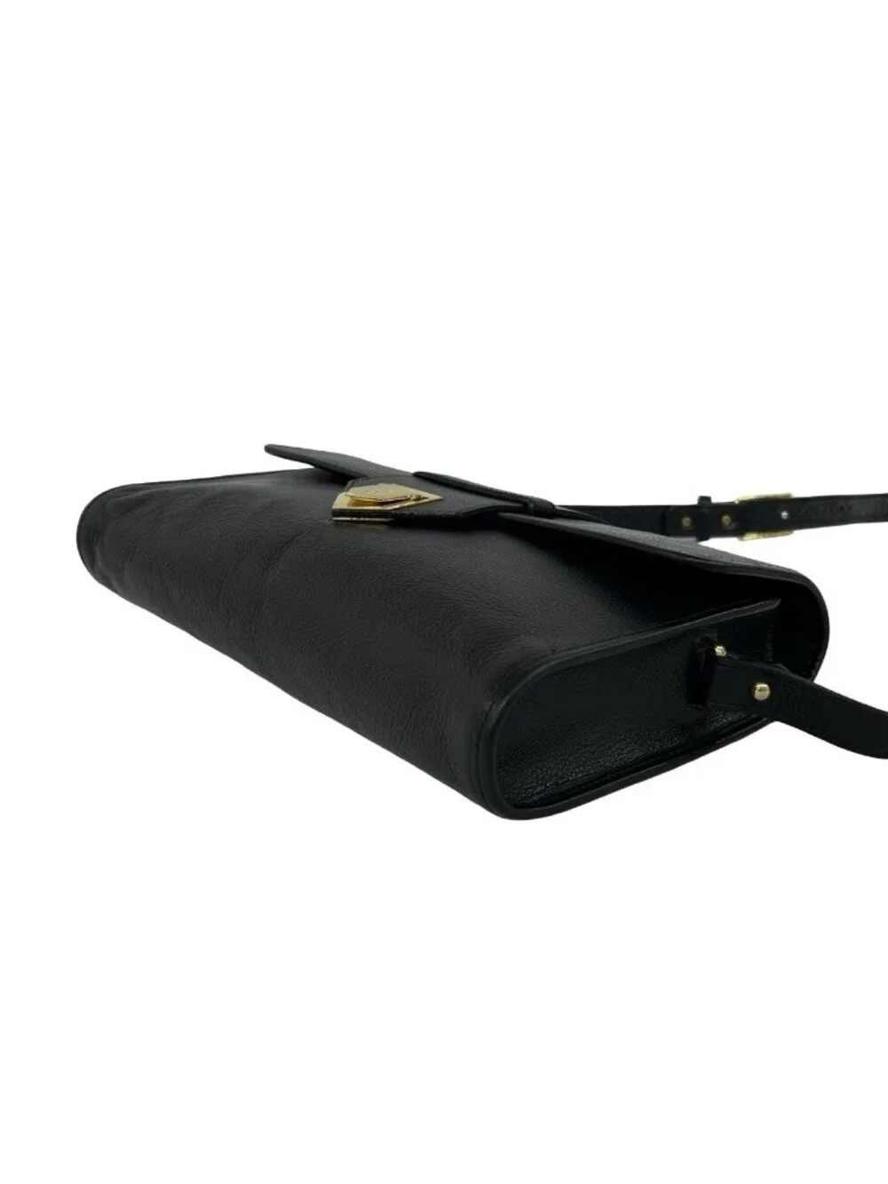 Saint Laurent Vintage YSL Logo Leather Shoulder Bag Pochette Black